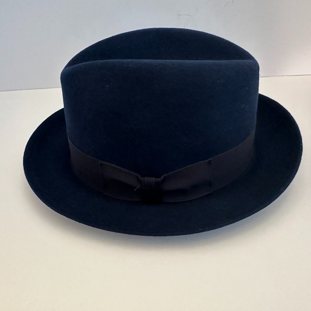 Stetson Fedora Wool Blue with Black Brim Size 7 Or 56. Made in the USA